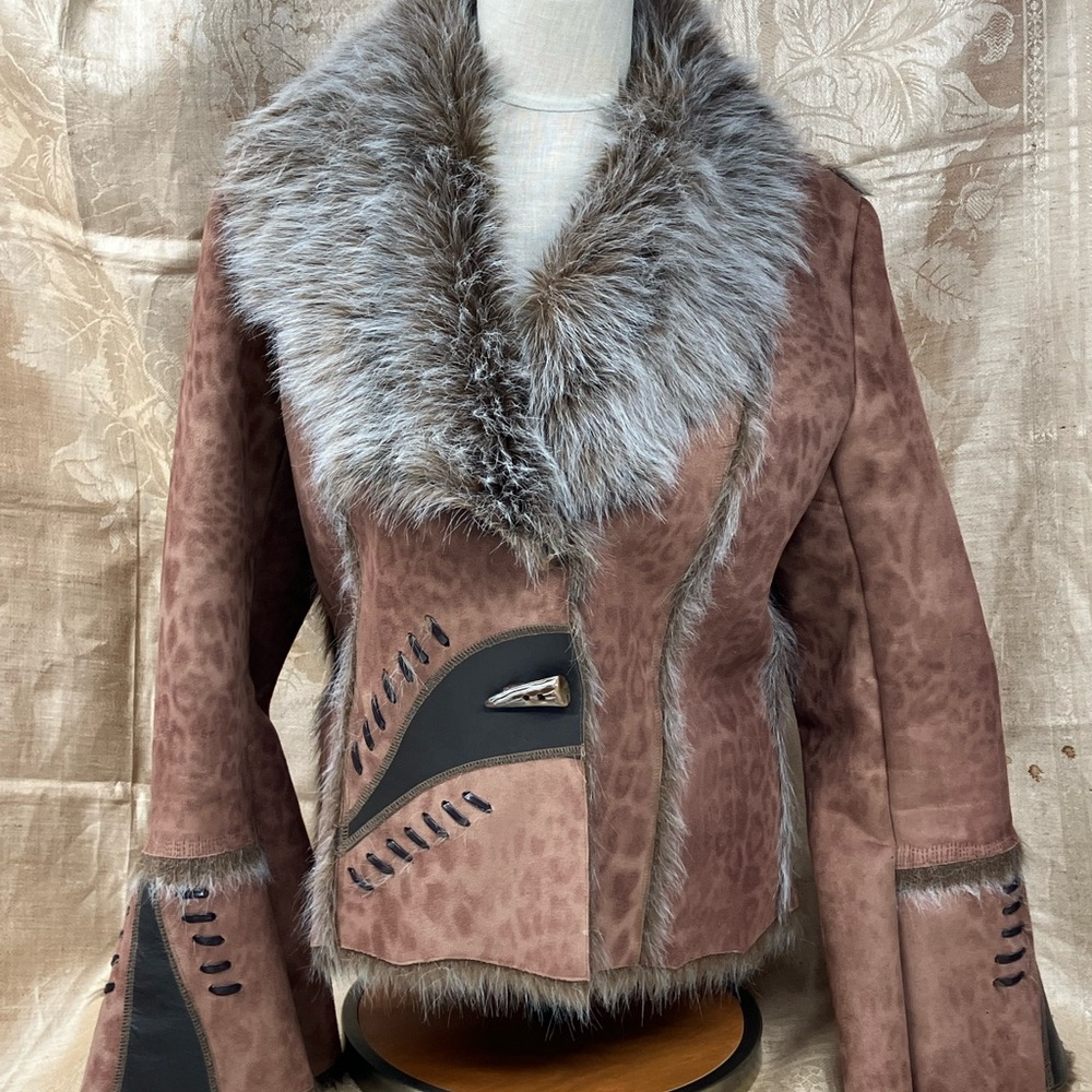 Outerwear by Lisa Faux Fur and Suede Jacket
